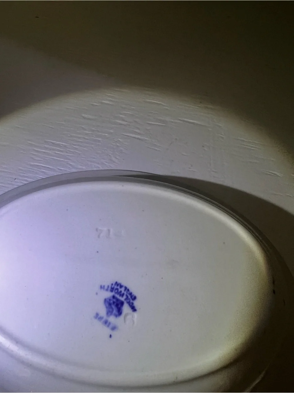 Antique flow blue oval serving bowl in the rare 